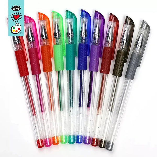 Black/12 Colors Fine Tip Glitter Neon Gel Pen, Sparkle Water-based