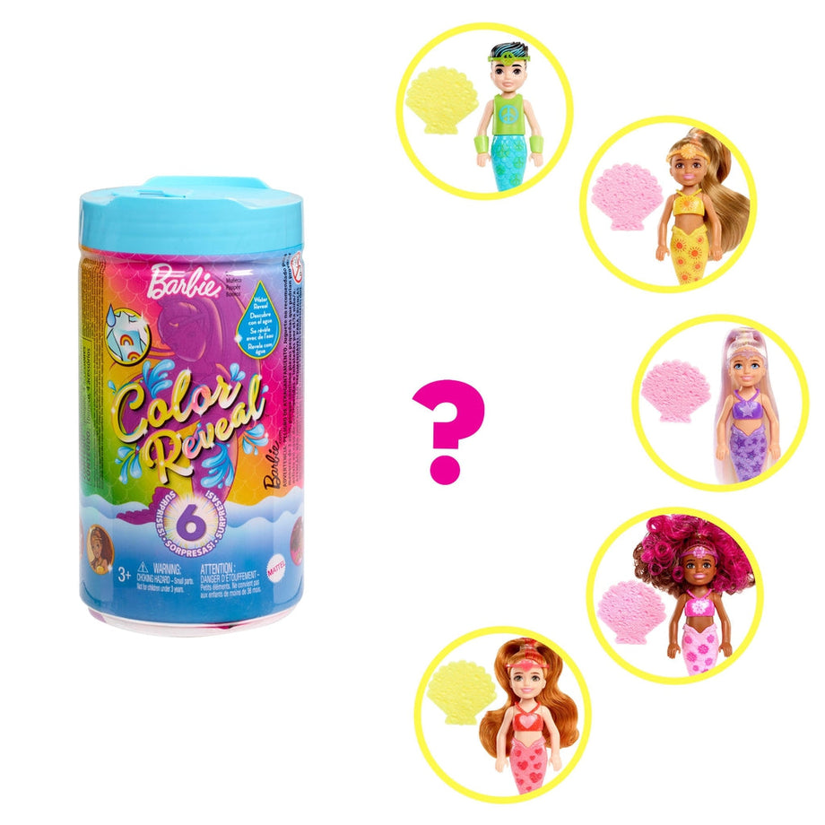 Barbie Chelsea Color Reveal Doll with 6 Surprises Party Series
