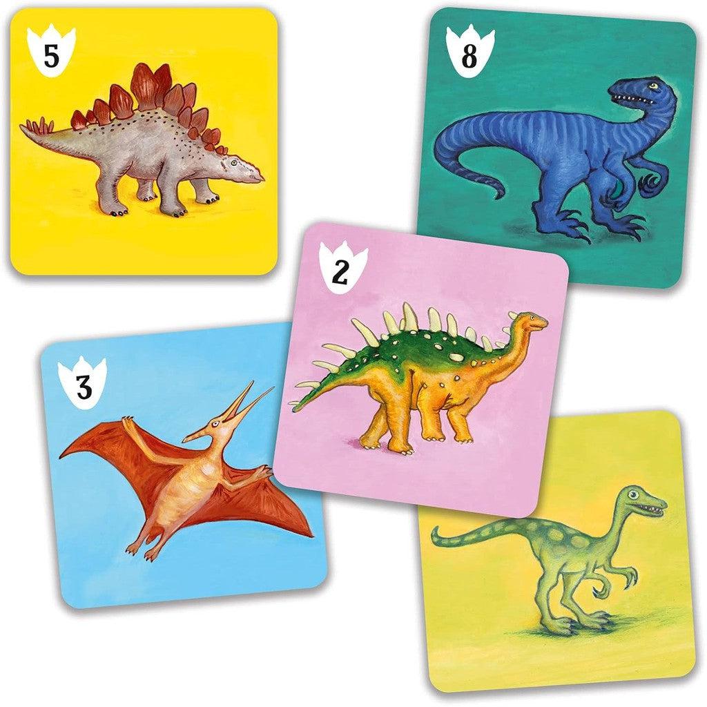 Some of the examples of cards with dinosaurs and numbers on them