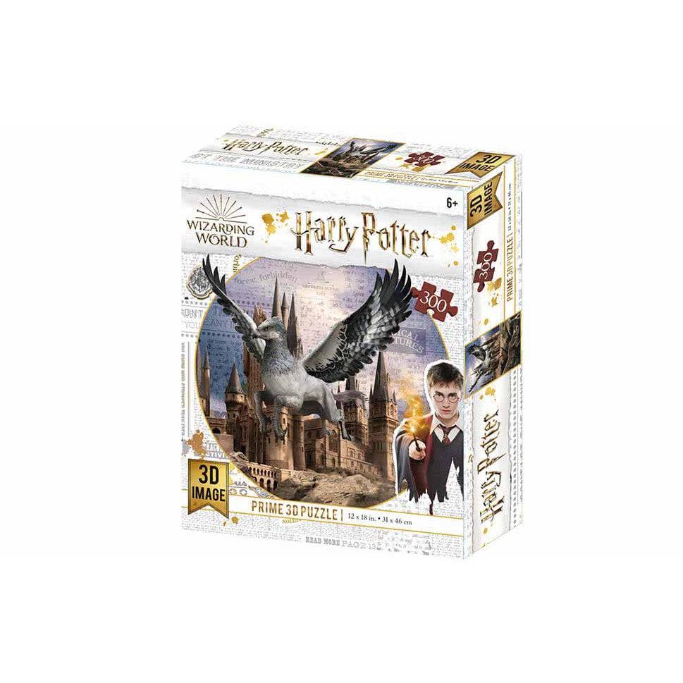 Harry Potter 300-piece 3D puzzle box featuring Hogwarts and Buckbeak the hippogriff. Suitable for ages 6 and up.