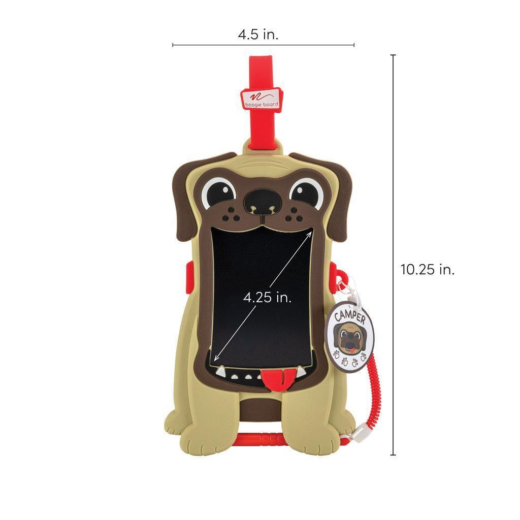 the minensions of the board are 4.5 in w and 10.25 in length. there is only 4.25 incles of diagional boogie board to write with