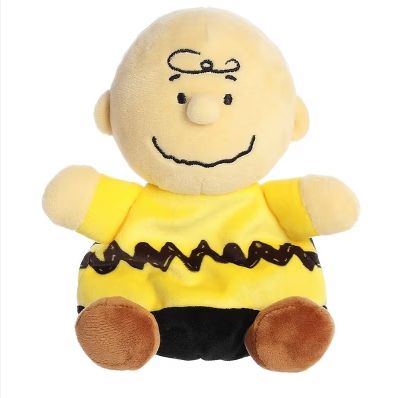 Charlie Brown Palm Pals plush by Aurora. A cute round version of Charlie Brown from Peanuts