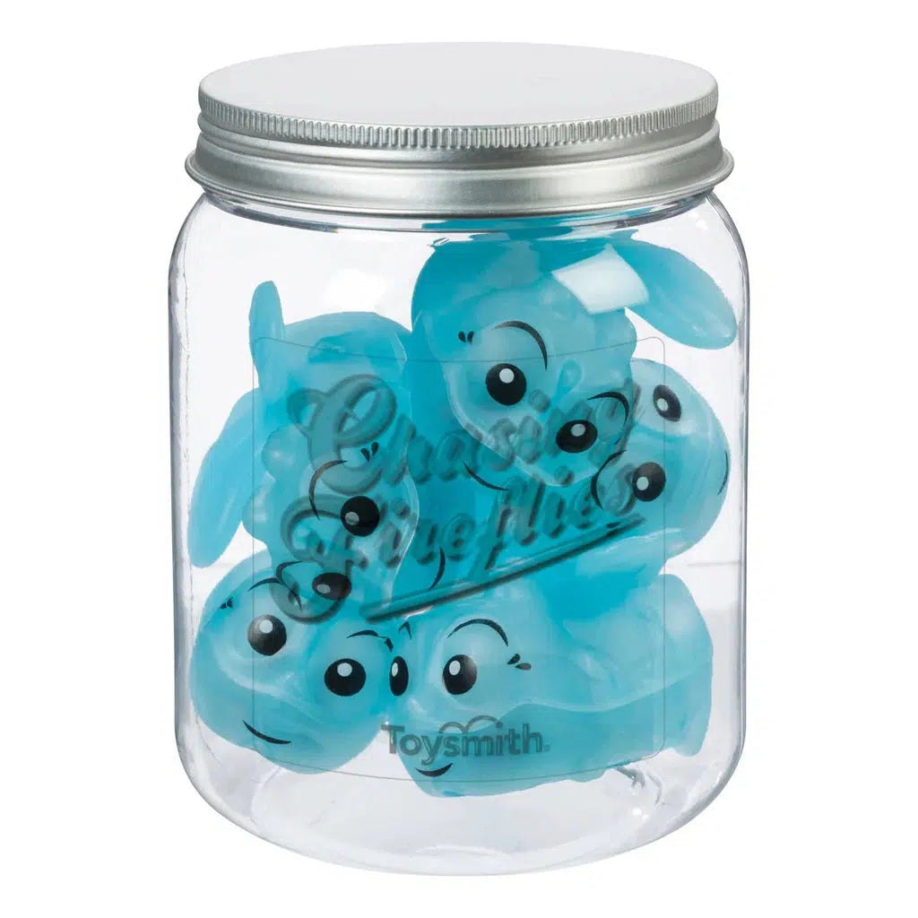 The description remains the same tonally and clearly integrates the keyword:

A clear jar filled with blue rubber toy bunnies, each with black eyes and cheerful smiles, perfect for indoor and outdoor play. The jar is sealed with a silver lid, adding a whimsical touch to any Chasing Fireflies game.