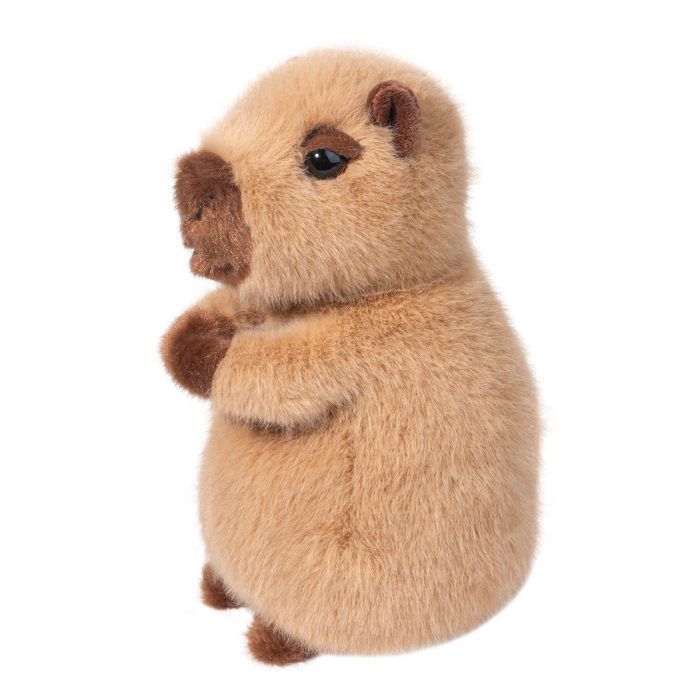 A plush Capybara stuffed animal stands upright against a white background, perfect for cozy sleepover parties.