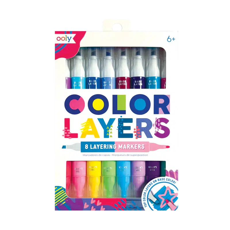 Color Layers markers by Ooly includes 8 layering markers. One side of the marker is the base color and the other is the top layer