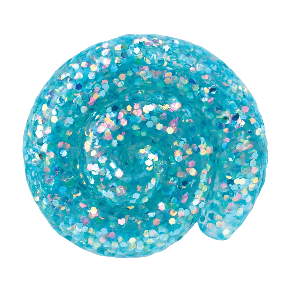 clear blue putty packed with glitter