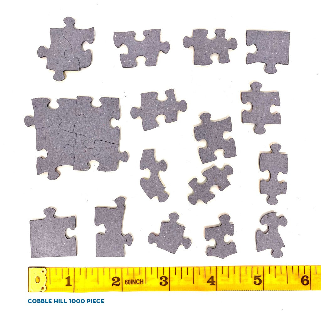 a diagram showing the pieces vary in size from half and inch to a full inch