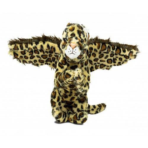 A Randimal creation, this plush leopard with wings sparks imagination as it stands upright on a white background.