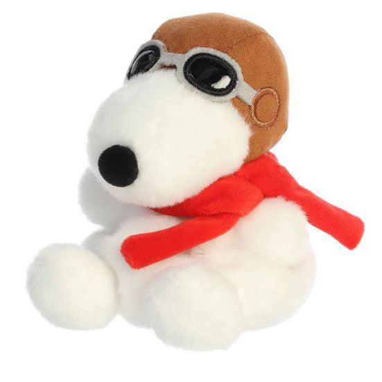 Palm Pals Plush of Snoopy dressed as Flying Ace with his hat, goggles, and scarf