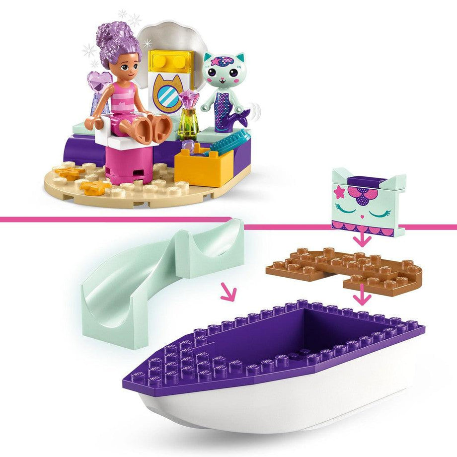  LEGO Gabby's Dollhouse Gabby & Mercat's Ship & Spa Building Toy  for Kids Ages 4+ or Fans of The DreamWorks Animation Series, Boat Playset  with Beauty Salon and Accessories for Imaginative