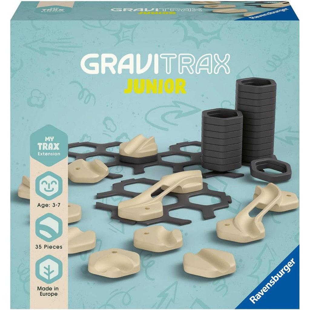 GraviTrax Junior is an interactive marble run system for children aged 3 and up. Boys and girls create their own marble run worlds, which can be flexibly decorated to create individual themed worlds. Building and playing fun are combined.
GraviTrax Junior can be expanded as desired by adding components or special elements. Sets with theme-specific decorations allow children to create their own worlds - for lasting play fun.

GraviTrax Junior is an interactive marble run system for boys and girls from 3 year