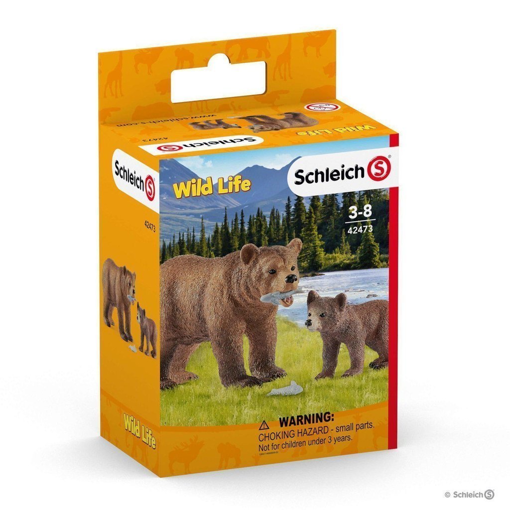 Grizzly Bear Mother with Cub-Schleich-The Red Balloon Toy Store