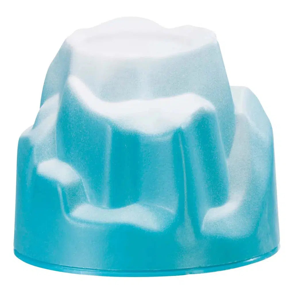 Blue and white plastic mold shaped like an iceberg or mountain peak, perfect for your winter holidays decor. Whether crafting a DIY grow toy or imagining a Yeti's snowy home, it adds a touch of frosty magic.