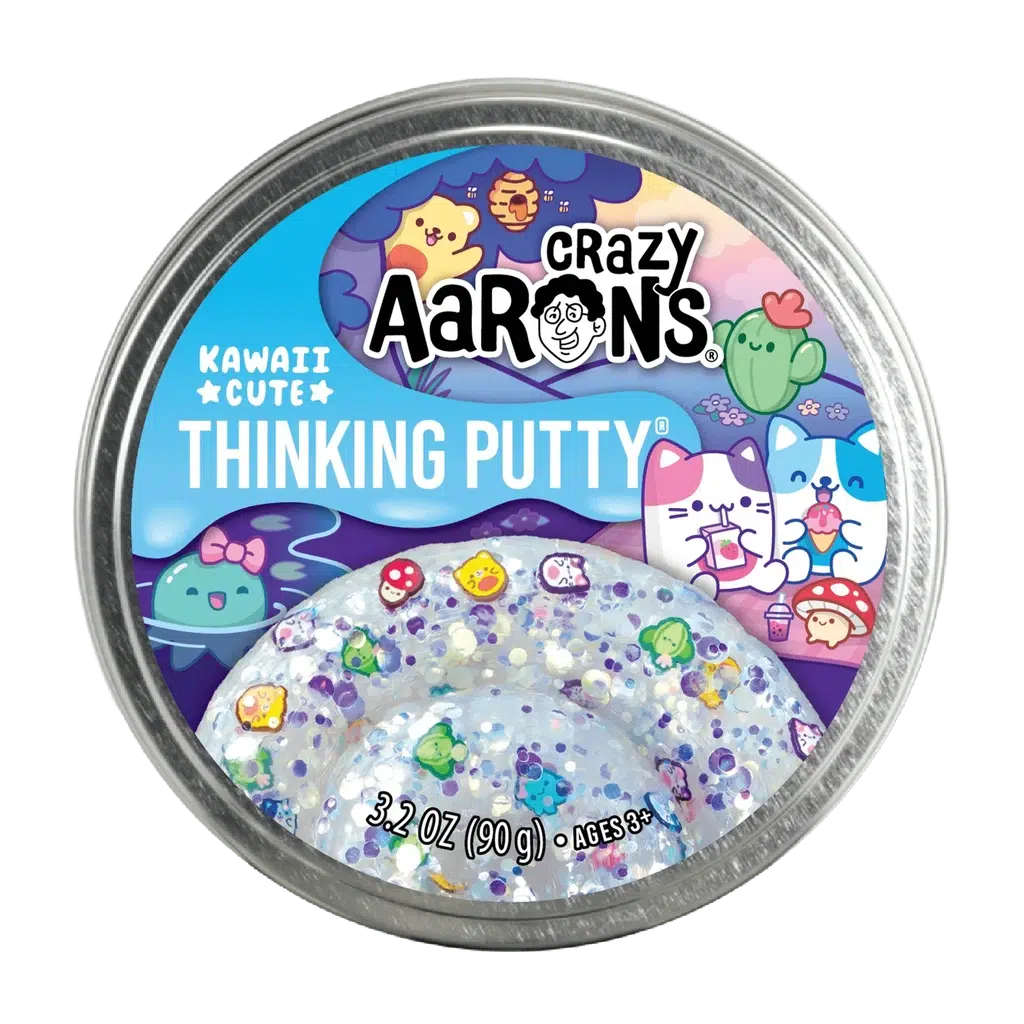 tin of kawaii putty. colorful and cute packaging