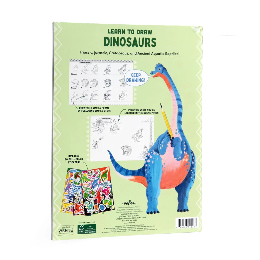 Back of Learn to Draw Dinosaurs by eeboo