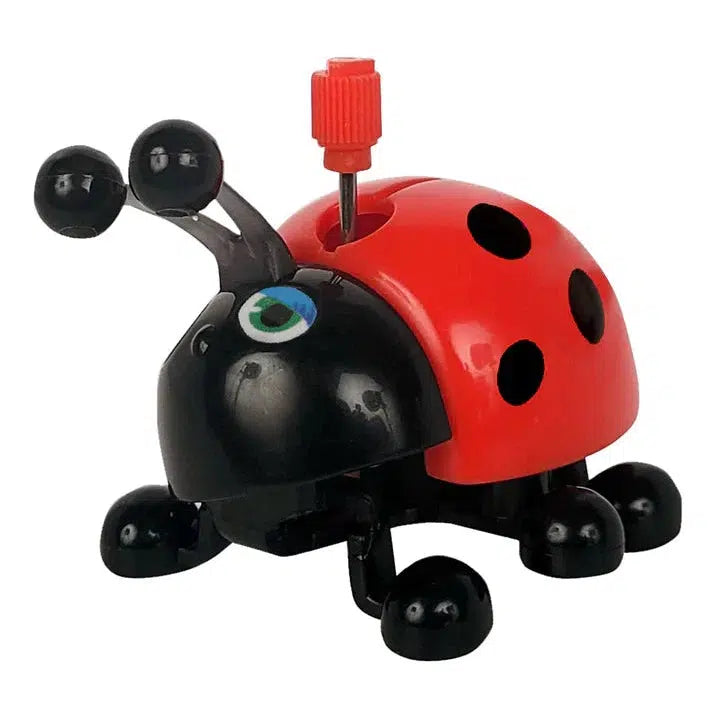 The Z WindUps Ladybug is a delightful kids toy with a red and black shell, featuring an attached winding key on top. This charming little wind-up toy captivates with its charming ladybug design, offering endless fun and wonder for children.