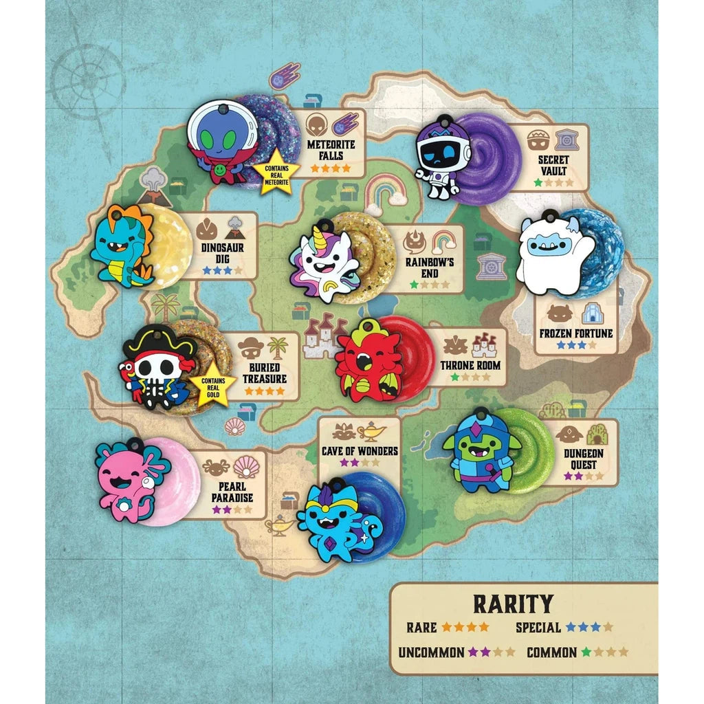 A map showing all of the characters and their rarities