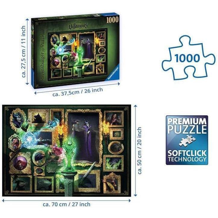 Discover the Maleficent Jigsaw Puzzle from Ravensburger's Disney Villainous collection. This captivating puzzle box includes an image of the completed puzzle and has 1000 pieces designed with Softclick Technology for a seamless experience.