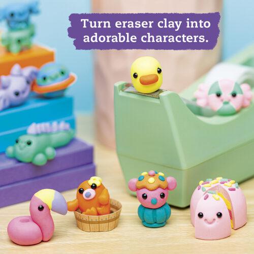 Turn eraser clay into adorable characters, a colorful picture full of eraser critters