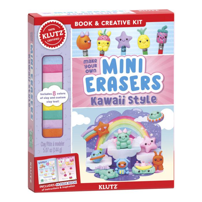 Klutz make your own mini erasers - kawaii style. a pastel colorful box with tiny creatures made of eraser clay