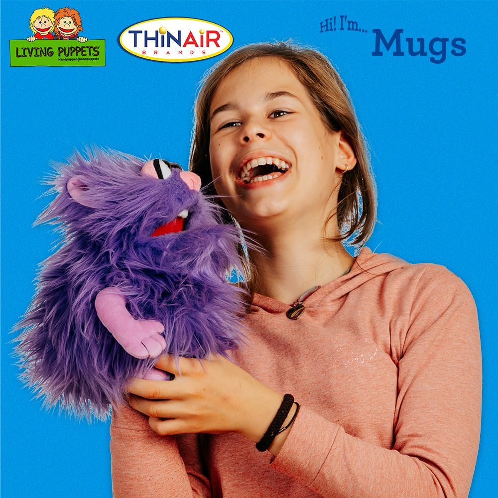 Child holding Mugs the puppet