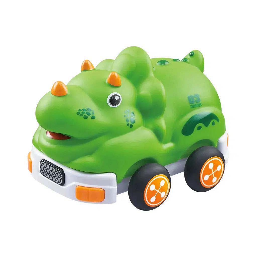 This green dinosaur-themed RC car is perfect for 3+ drivers, featuring four wheels and vibrant orange details, adding a roar of fun to playtime.