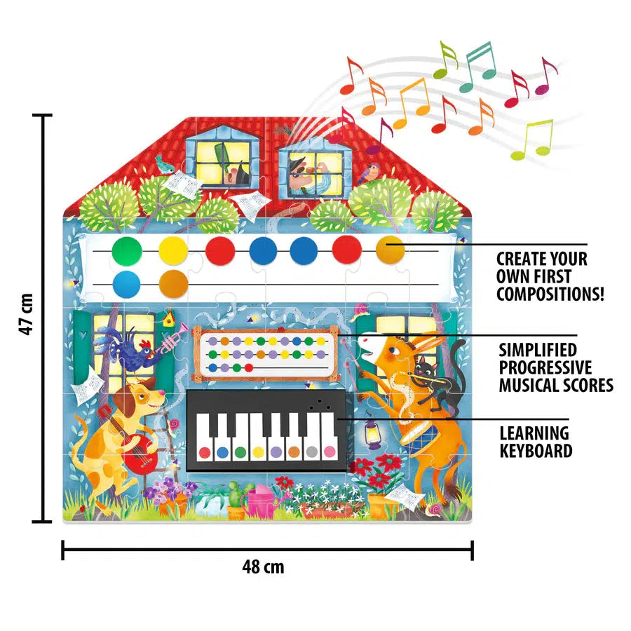 Showing tiny piano and puzzle area