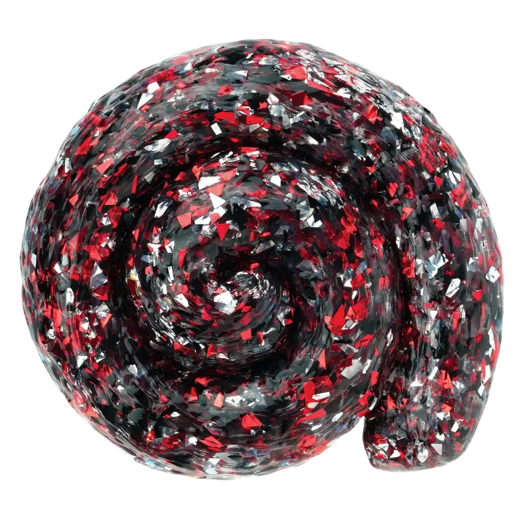 Black putty with red and silver shiny fleks