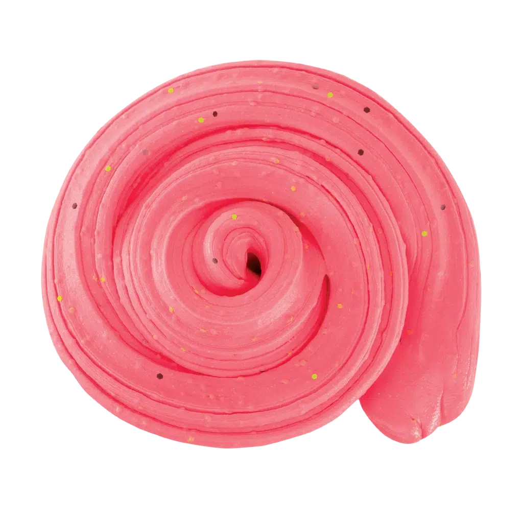 closeup of pink putty showing small confettis inside