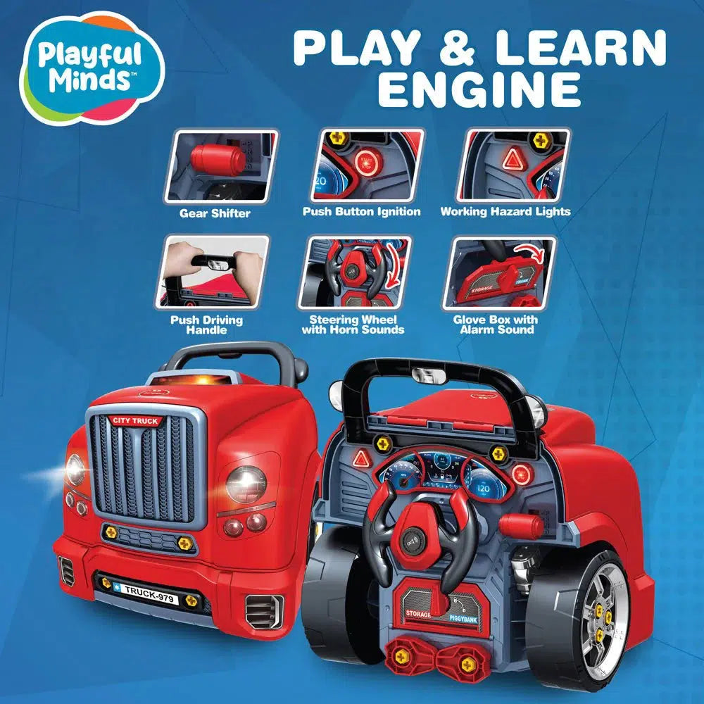 Play and Learn Engine, shows different features over the red car