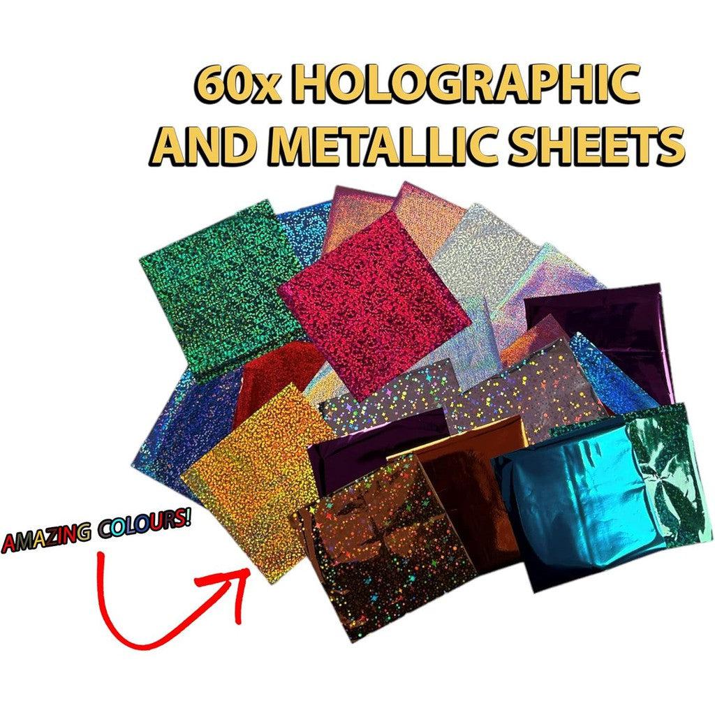 60x holographic and metallic sheets, showing some colors