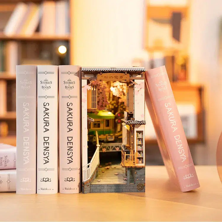 book nook being displayed between books