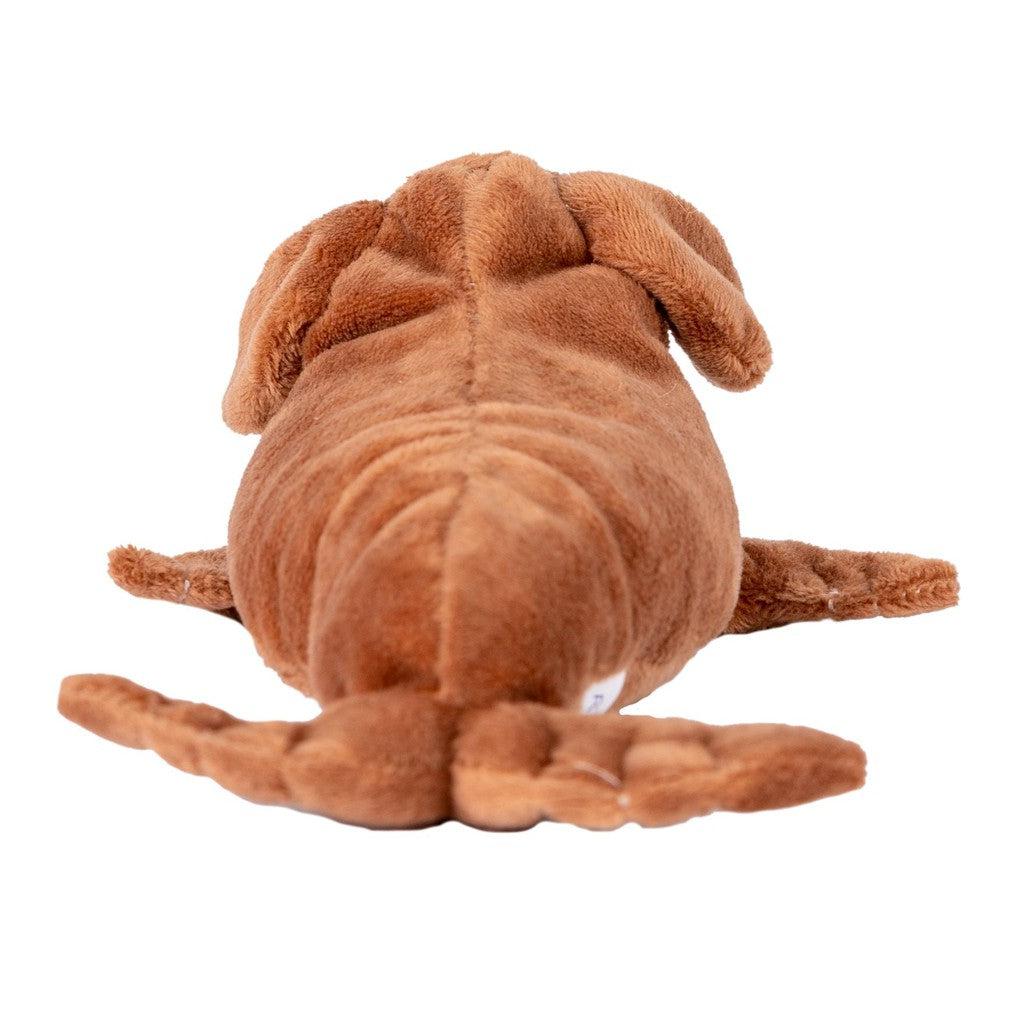 brown plush from behind that looks like a seal with dog ears