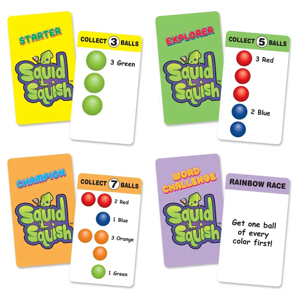 Dive into the vibrant world of "Squid Squish," a thrilling color-matching adventure where game cards guide you to collect specific colored balls. Perfect for an educational game night, this experience blends fun and learning seamlessly.