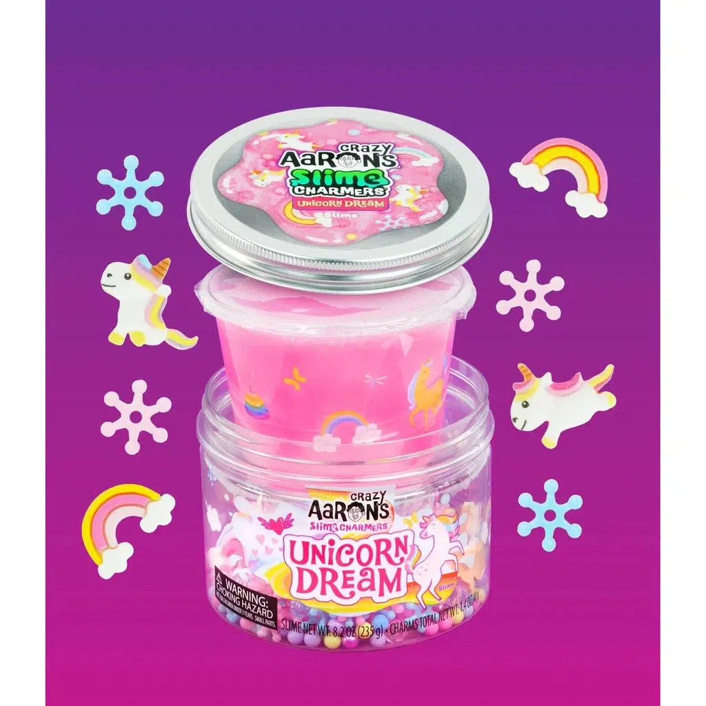 pink slime surrounded by unicorn themed charms