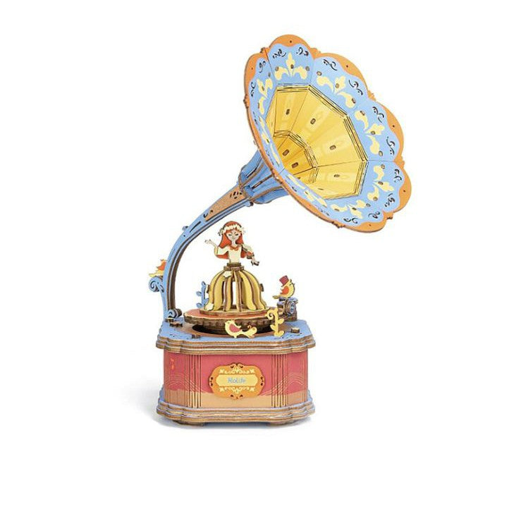 Vintage Gramophone-Robotime/Motiva-The Red Balloon Toy Store Colorful with a small hula dancer in the middle