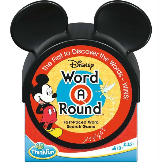 A Disney Word A Round word search game with Mickey Mouse ears on top. 