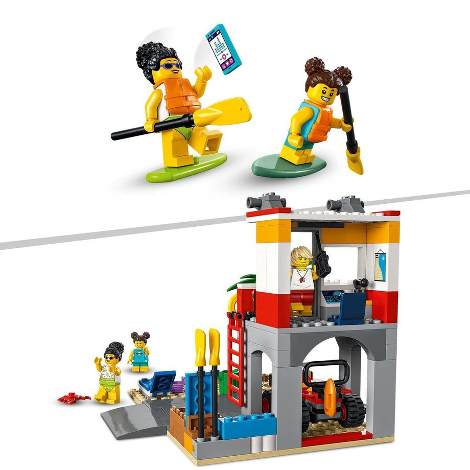 LEGO City Beach Lifeguard Station 60328 Building Kit for Ages 5+, with 4  Minifigures and Crab and Turtle Figures (211 Pieces)