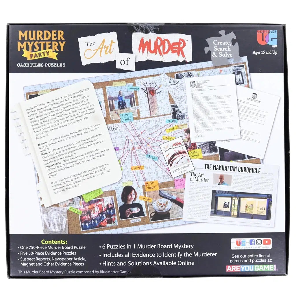 University Games Murder Mystery Party The Art of Murder Board