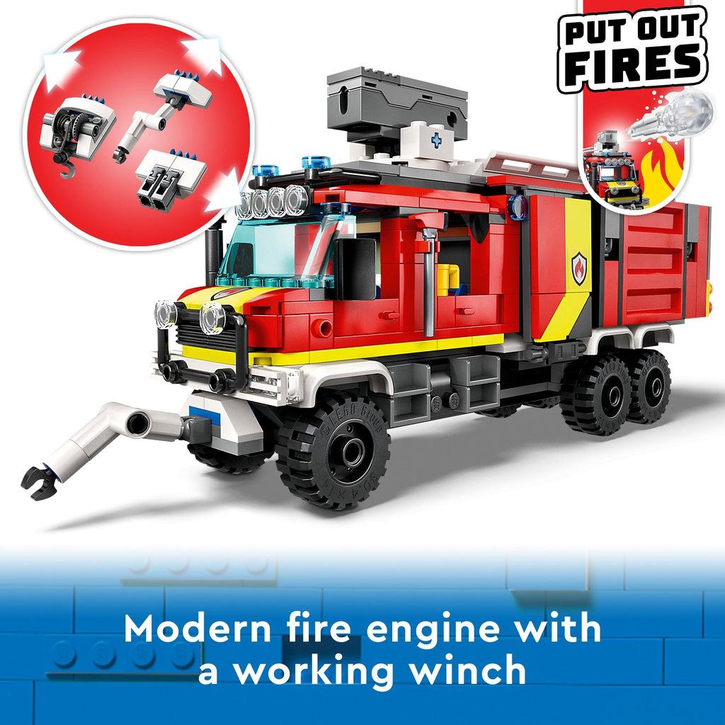 LEGO City Fire Command Unit Set with Fire Engine Toy 60374