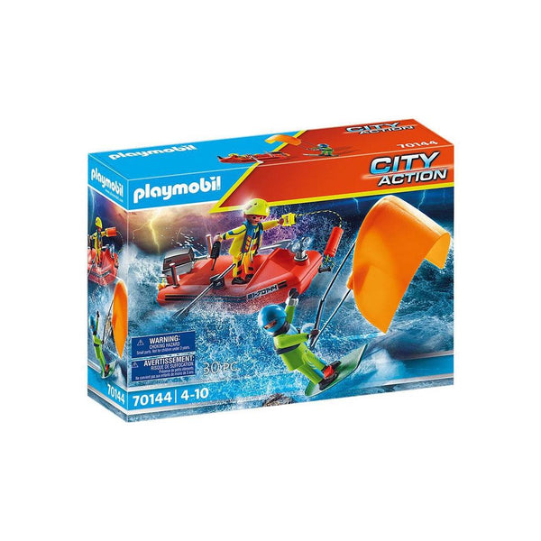 PLAYMOBIL Kitesurfer Rescue with Speedboat Action Figure Set, 30 Pieces 