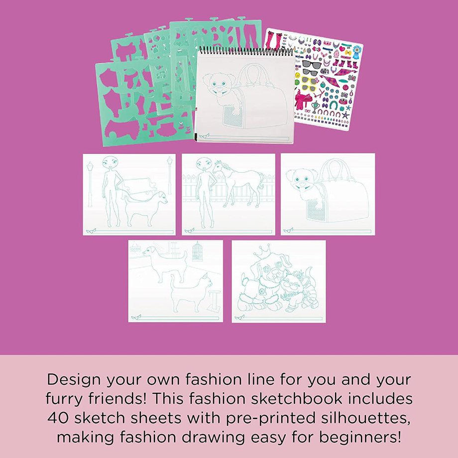 Fashion Angels Fashion Design Sketch Kit - Compact Portfolio Sketchbook for  Girls, Fashion Coloring Book for Kids Ages 6+ and Up, Comes with Stencils