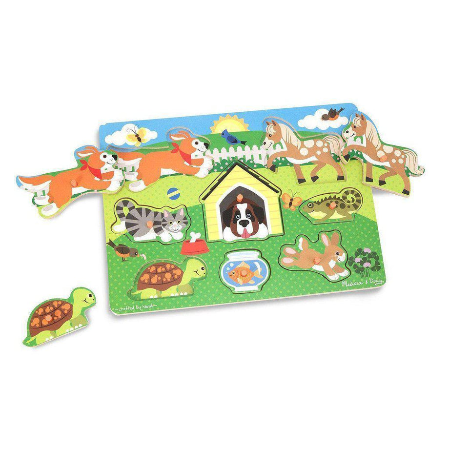 Melissa And Doug Farm Animals Wooden Peg Sound Puzzle 8pc