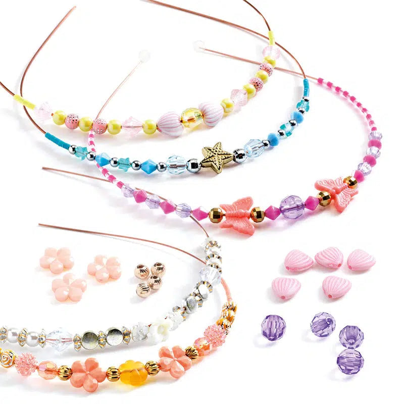 Djeco Creativity Kit - Includes Pompoms + Stickers + Gemstones + Beads girl